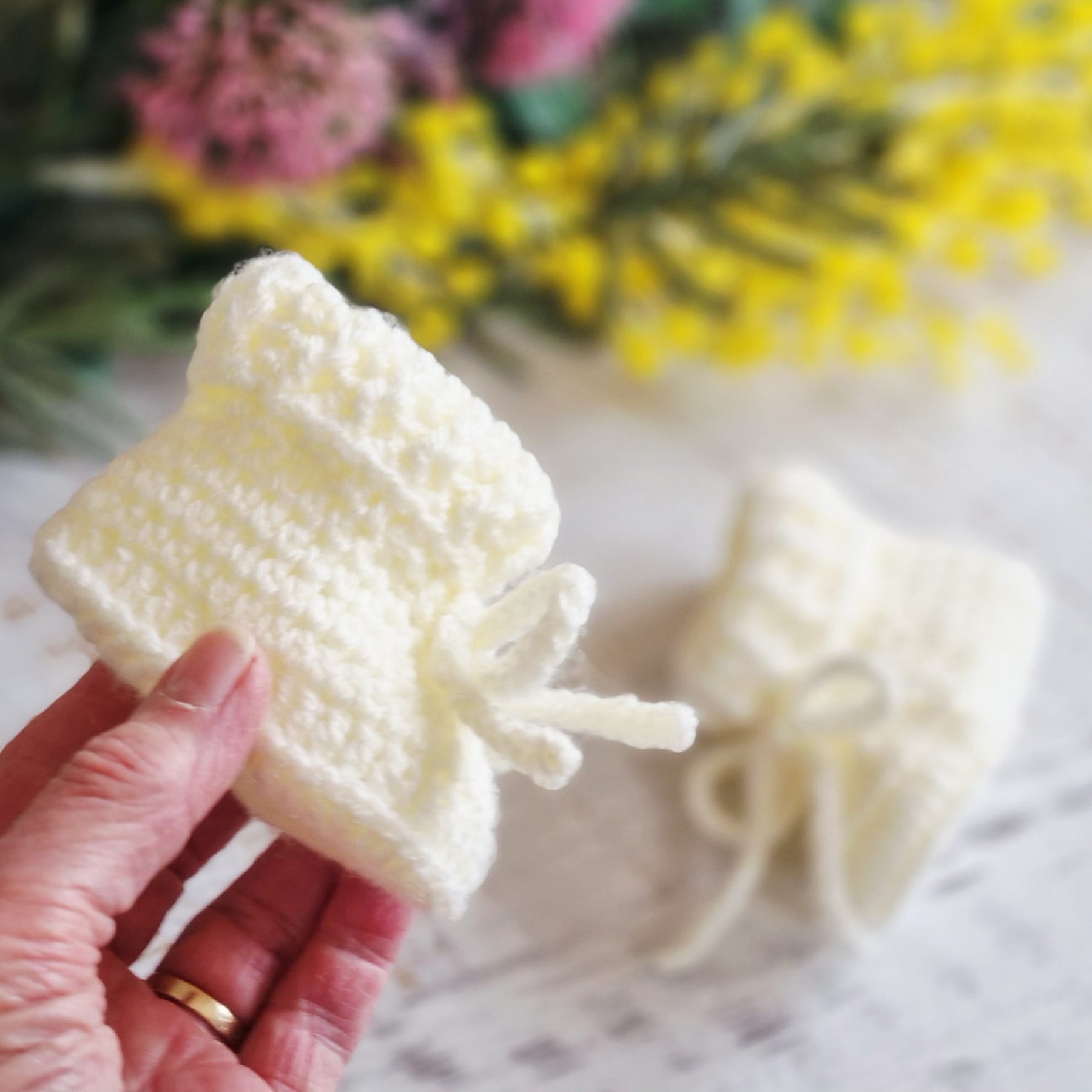 Baby Booties | Newborn | Cream/Off White | Crochet | Knit | Shoes | Socks
