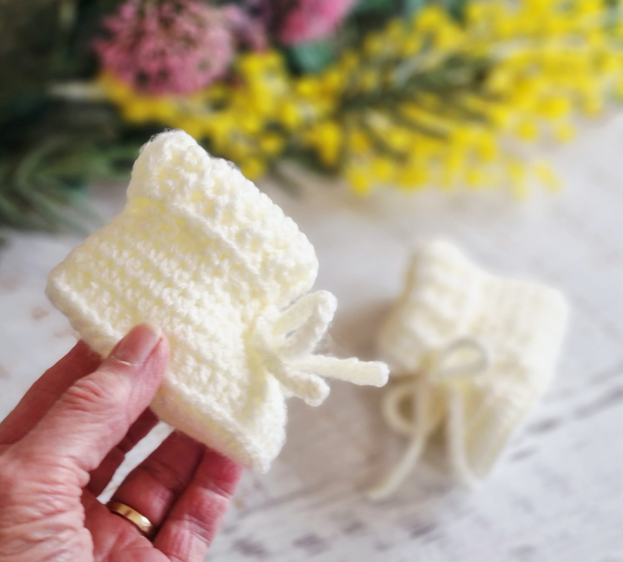 Baby Booties | Newborn | Cream/Off White | Crochet | Knit | Shoes | Socks