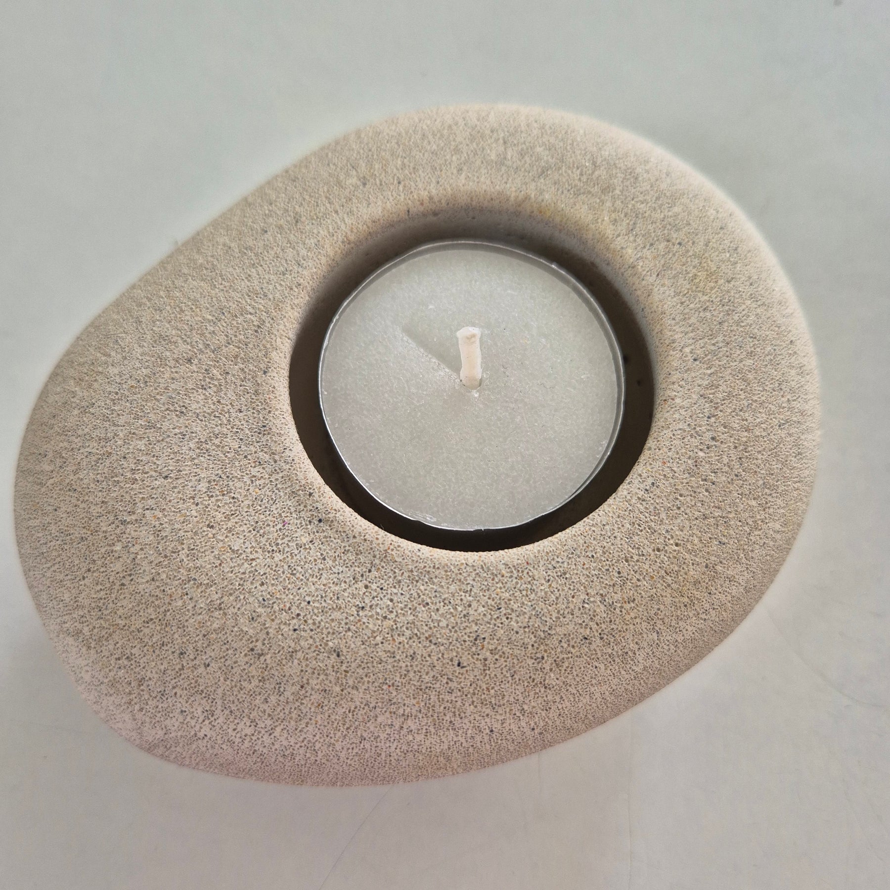 Large eco-stone pebble shaped tealight candle holder