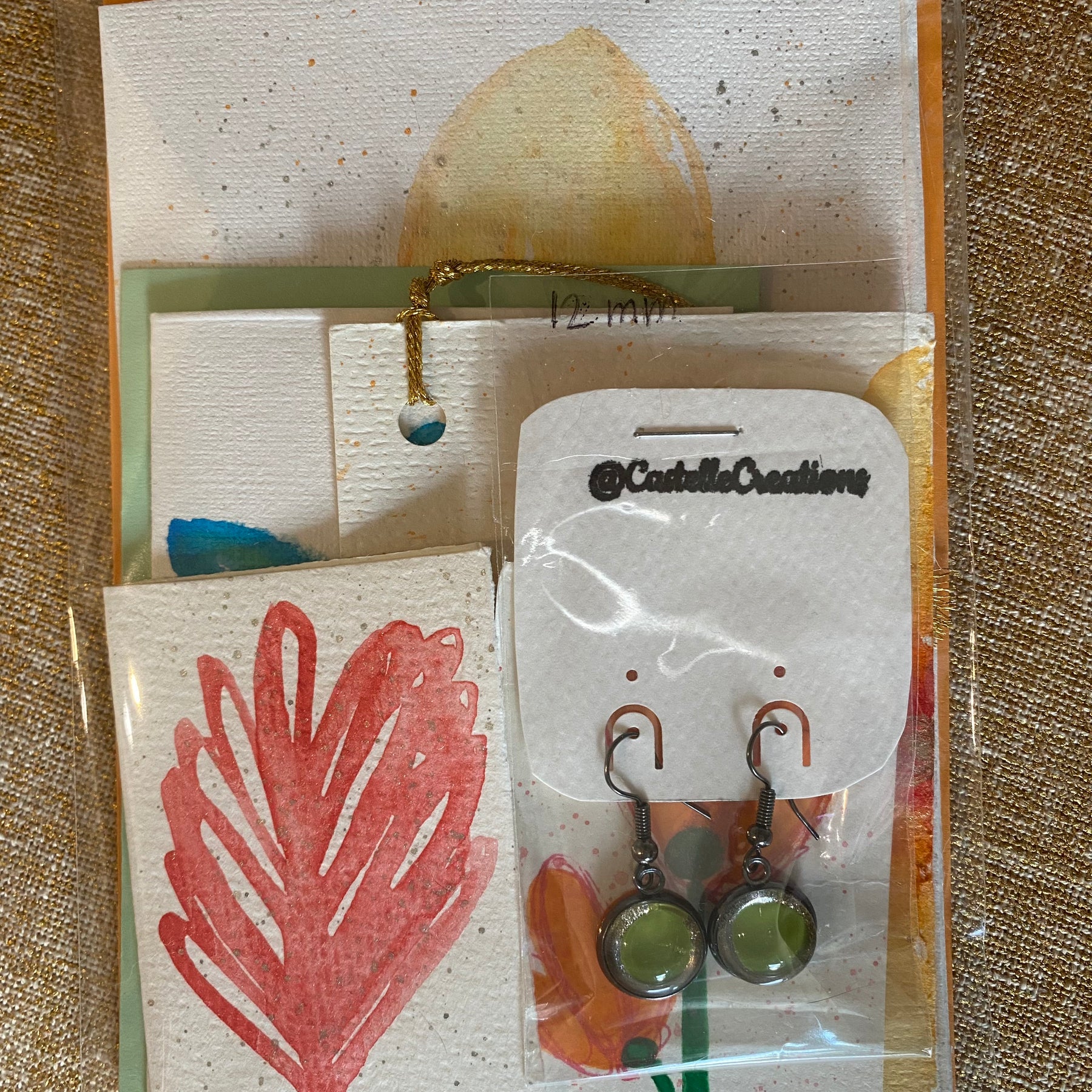All Occasion Gift Bag – 6 Hand Painted Cards & Bookmarks plus a Pair of Earrings!