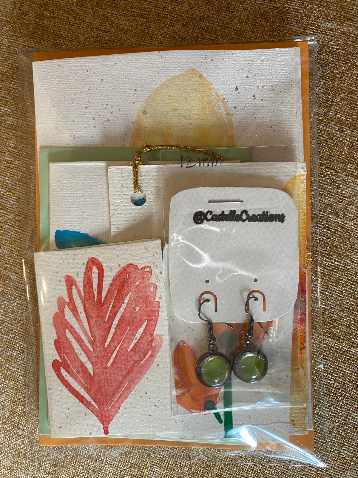 All Occasion Gift Bag – 6 Hand Painted Cards & Bookmarks plus a Pair of Earrings!