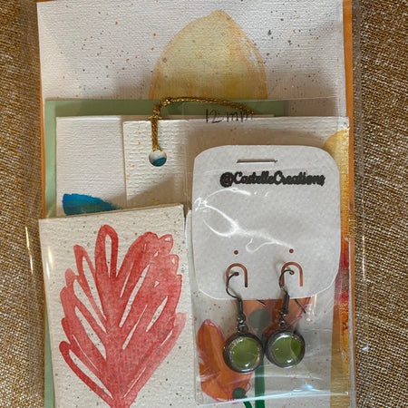 All Occasion Gift Bag – 6 Hand Painted Cards & Bookmarks plus a Pair of Earrings!