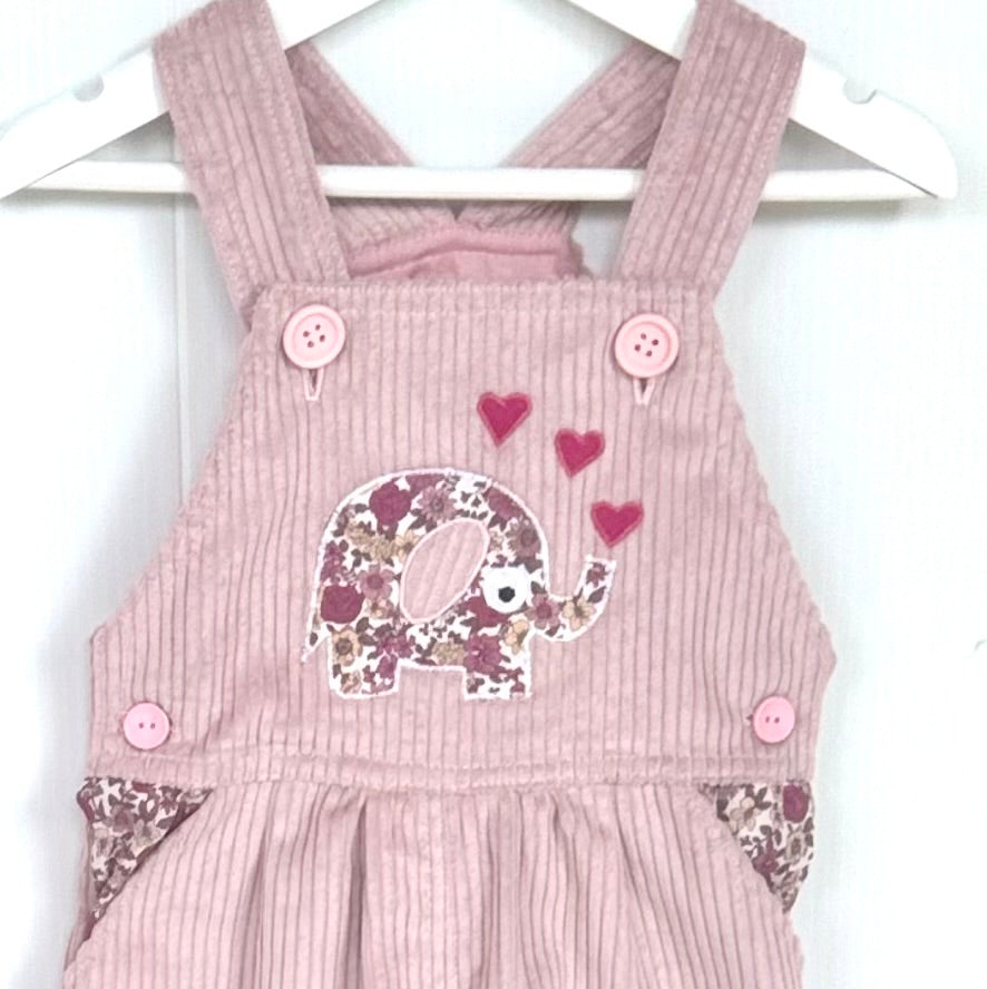 Appliqued Soft  Cord Overalls