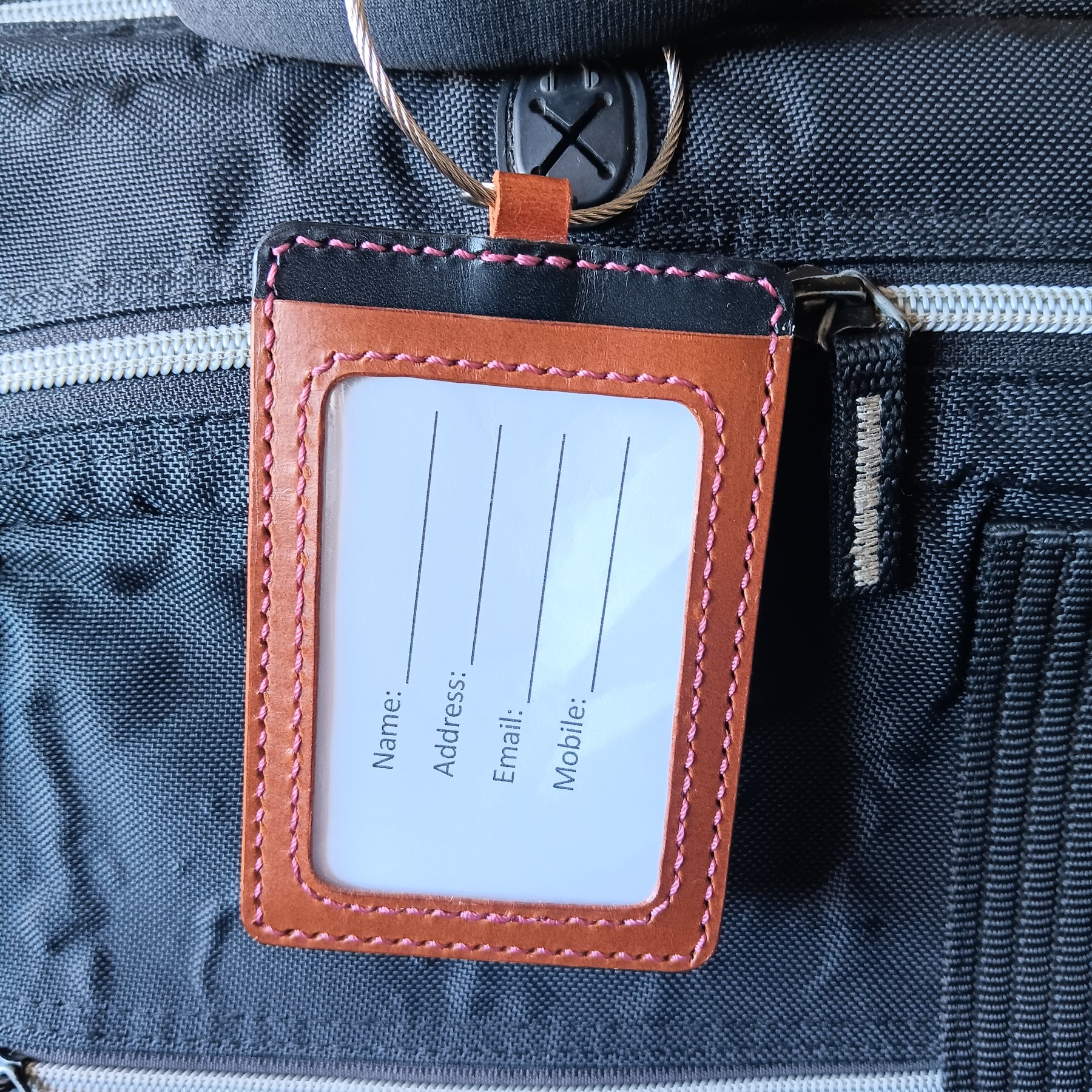 Multi-Purpose ID/Card/Tag Holder - Black & Brown