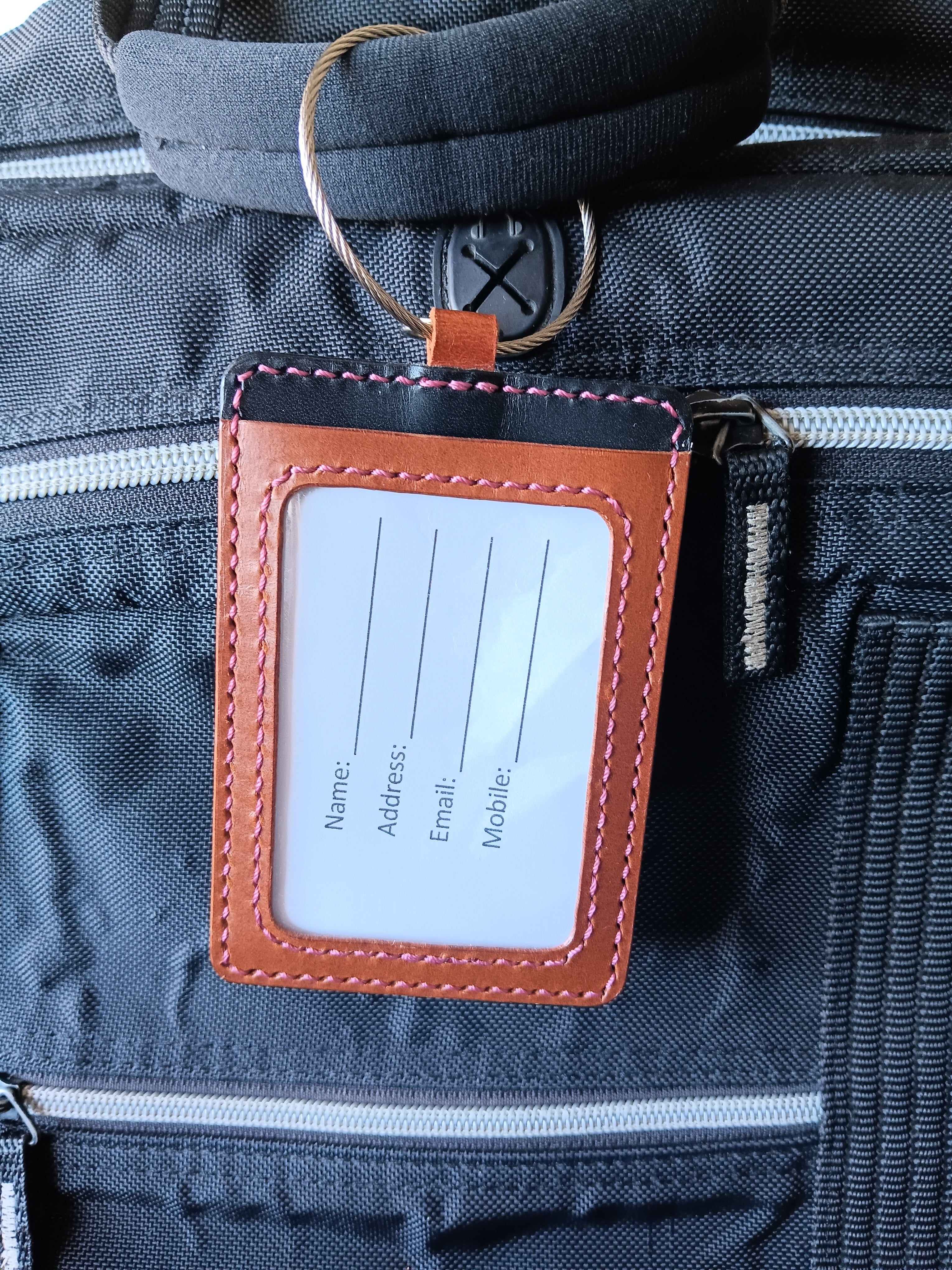 Multi-Purpose ID/Card/Tag Holder - Black & Brown