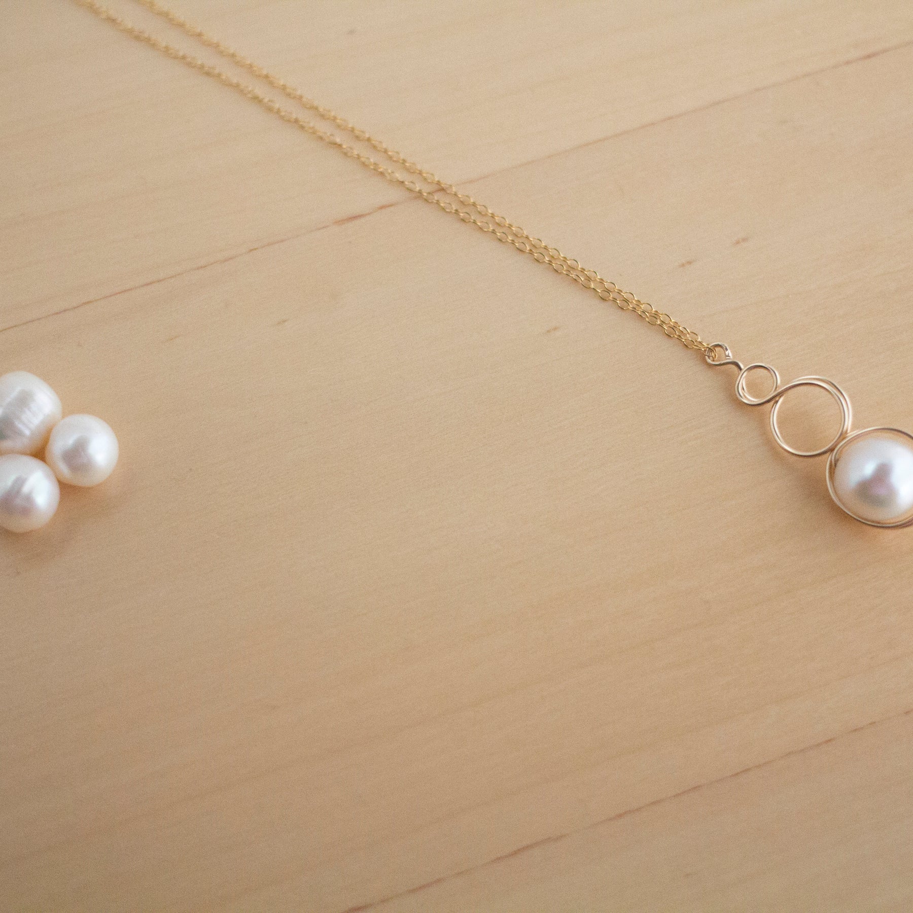 Gold Filled Baroque Pearl Loop Pendant Necklace | Jewellery Gift Idea