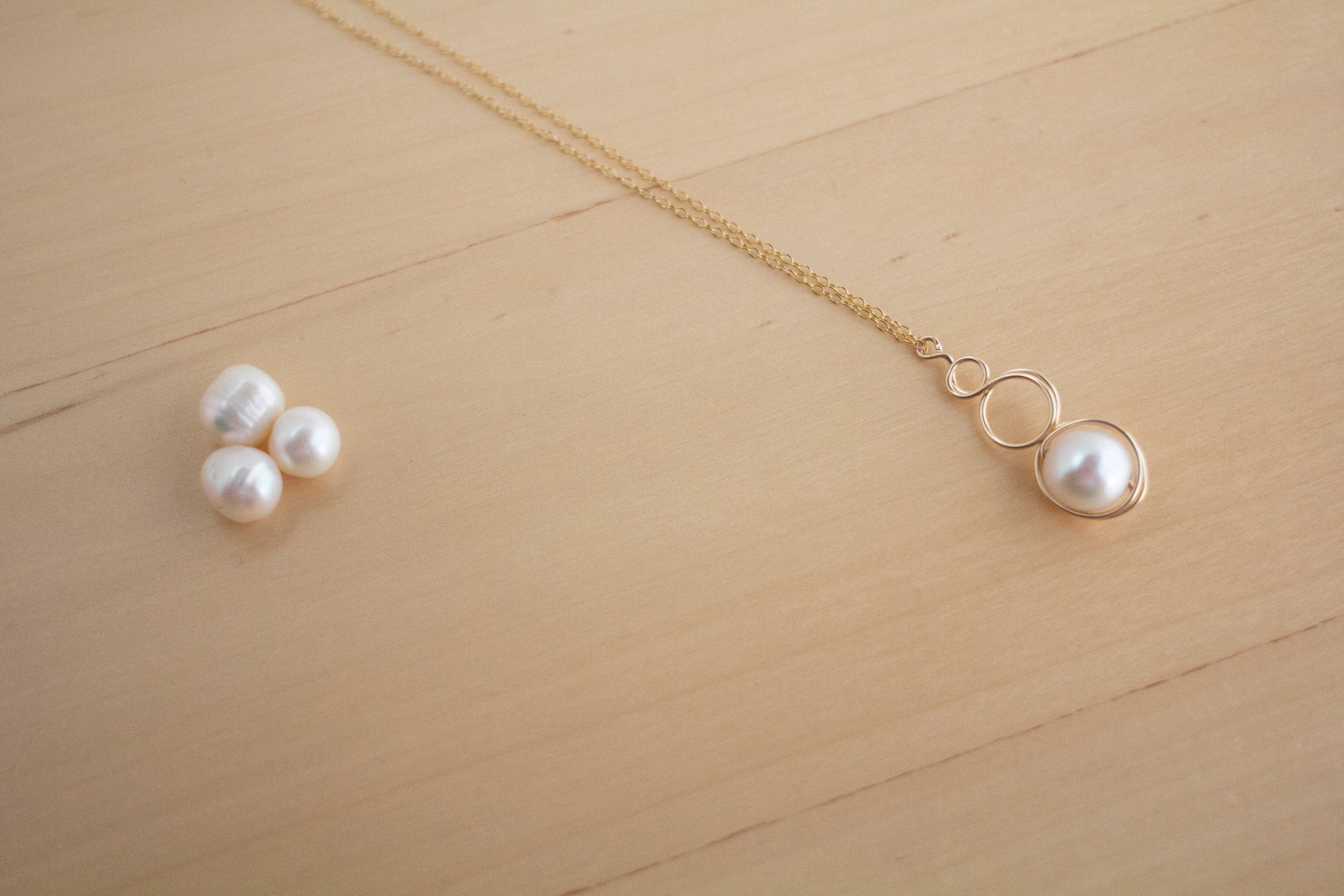 Gold Filled Baroque Pearl Loop Pendant Necklace | Jewellery Gift Idea