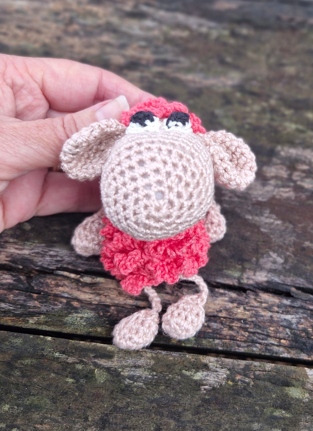 Adorable mini Hand-Crocheted Coral pink Sheep