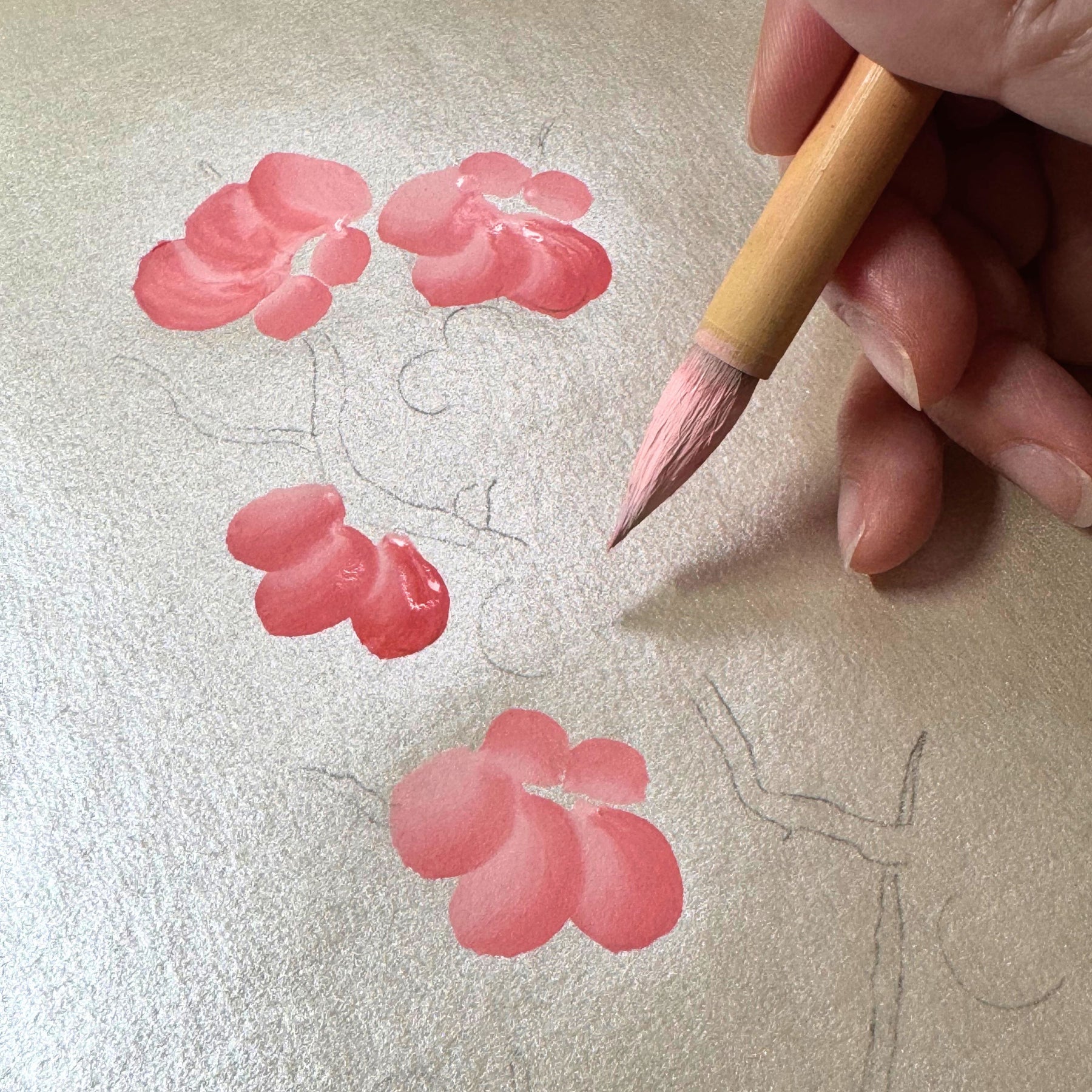 Original Plum Blossom Painting | Chinoiserie Floral Art on Champagne Gold Xuan Paper | Gouache Artwork | Lunar New Year | Gift
