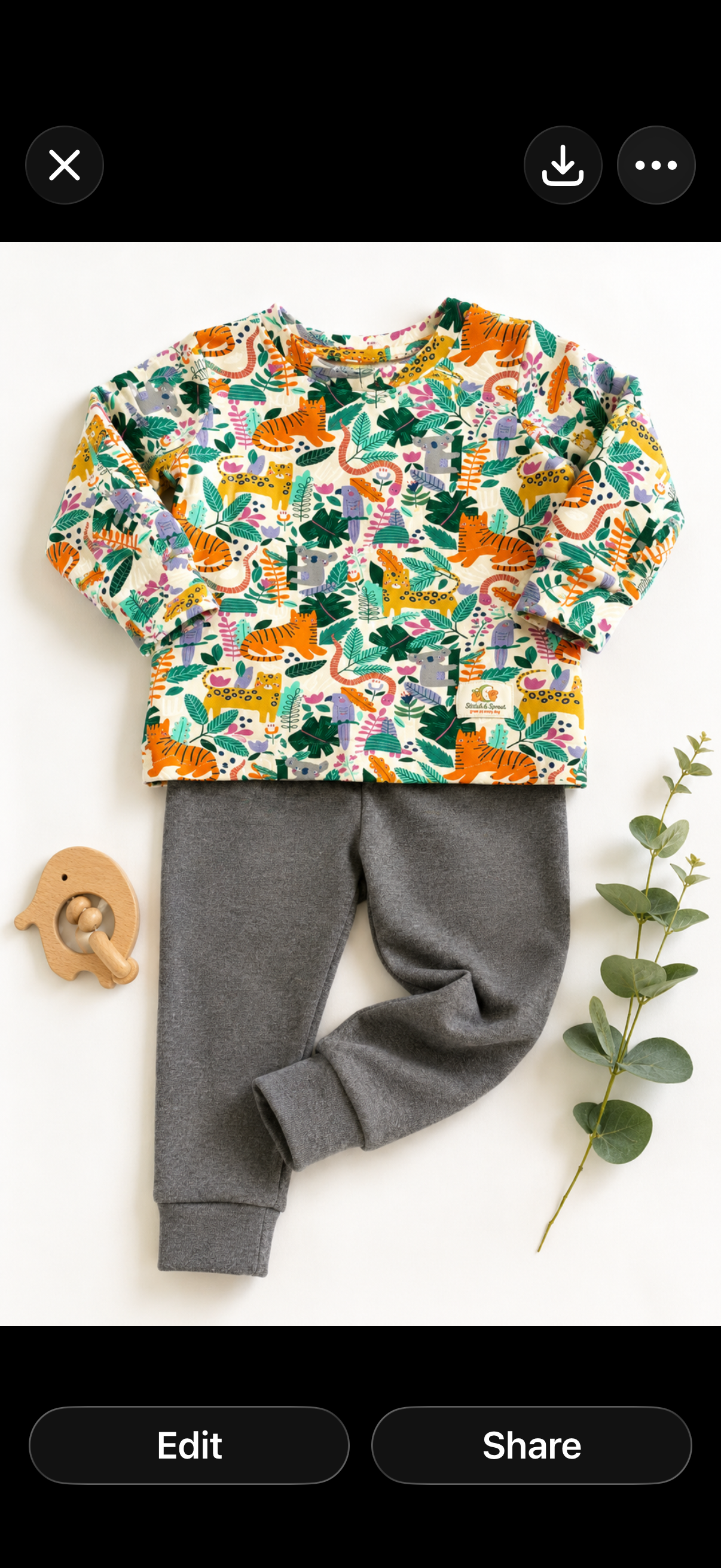 Handmade Jungle Animal Lounge Set | Baby & Toddler Tee shirt and Leggings