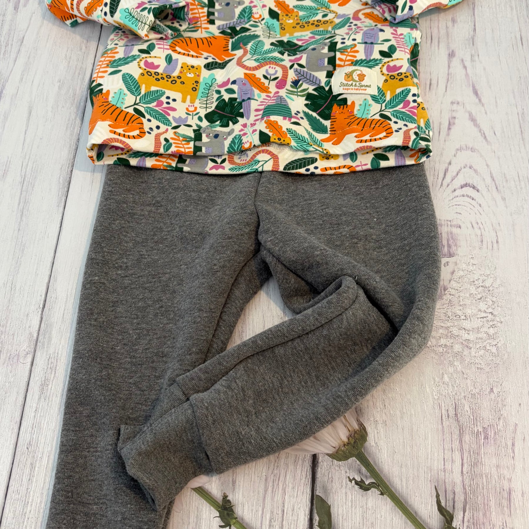 Handmade Jungle Animal Lounge Set | Baby & Toddler Tee shirt and Leggings