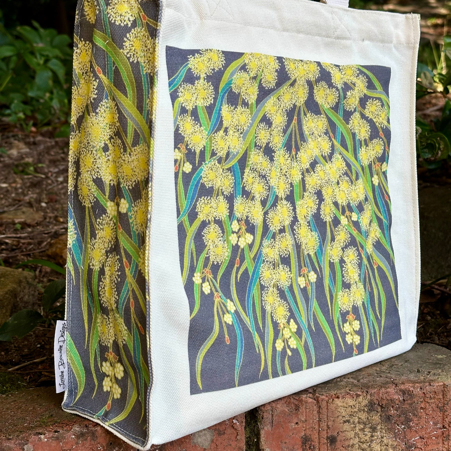 Scented Wattle Canvas art tote bag - carry or over shoulder