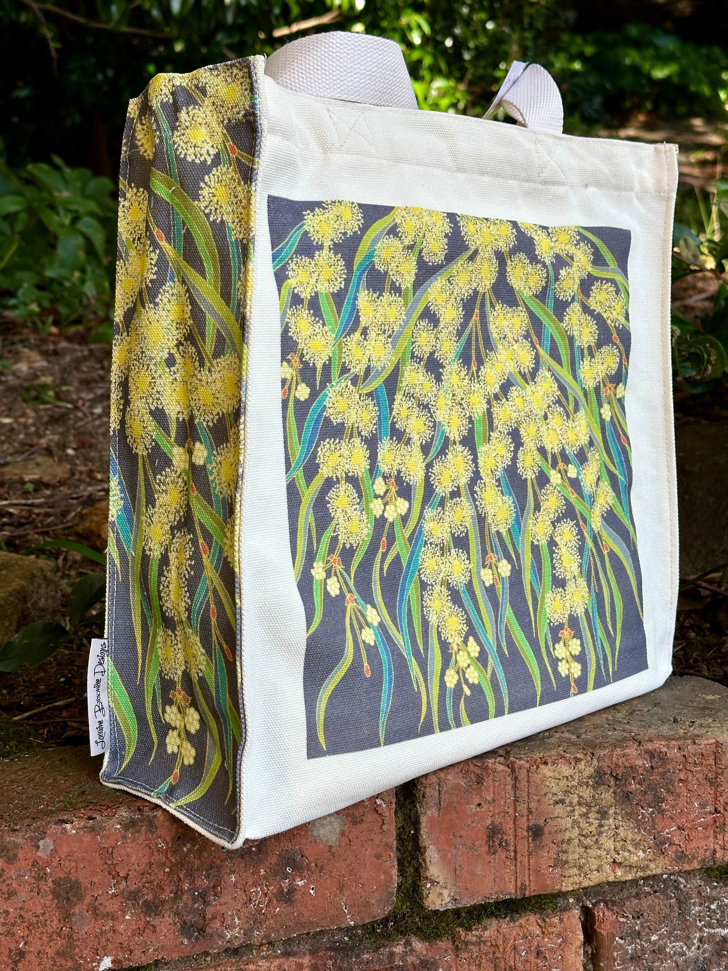 Scented Wattle Canvas art tote bag - carry or over shoulder