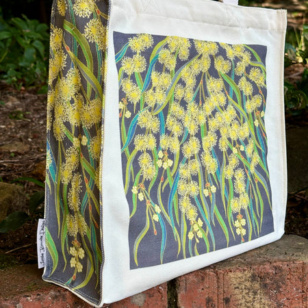 Scented Wattle Canvas art tote bag - carry or over shoulder