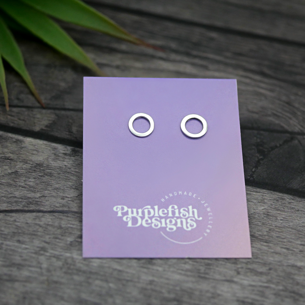 Silver Loop Studs - Handmade Sterling Silver Circle Stud Earrings