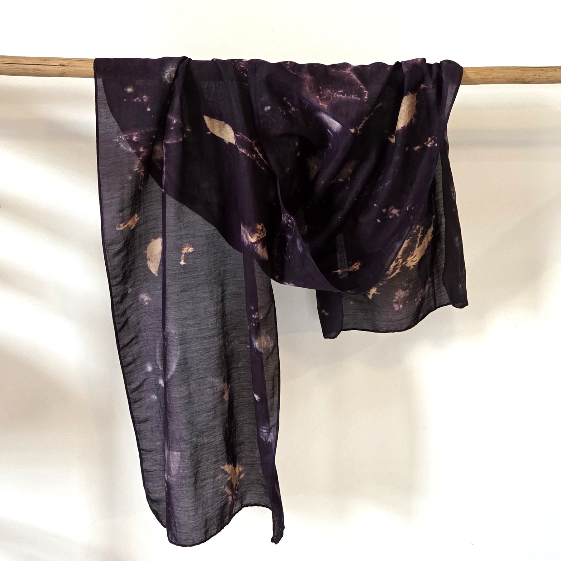 The Lyra - Cotton/Silk Blend  Ecoprint Scarf/Wrap