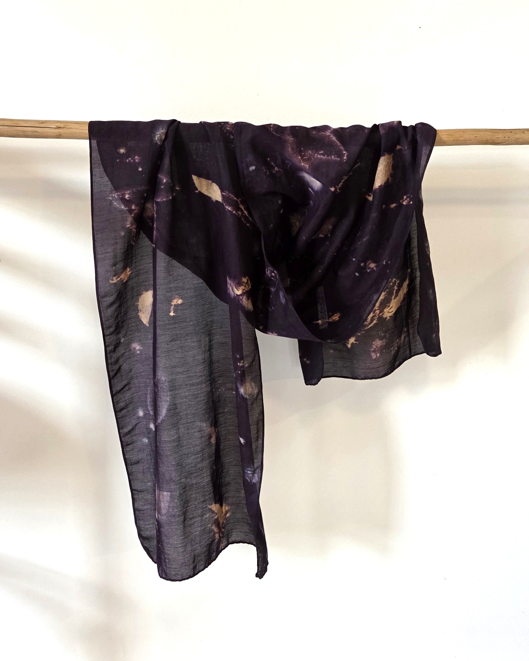 The Lyra - Cotton/Silk Blend  Ecoprint Scarf/Wrap