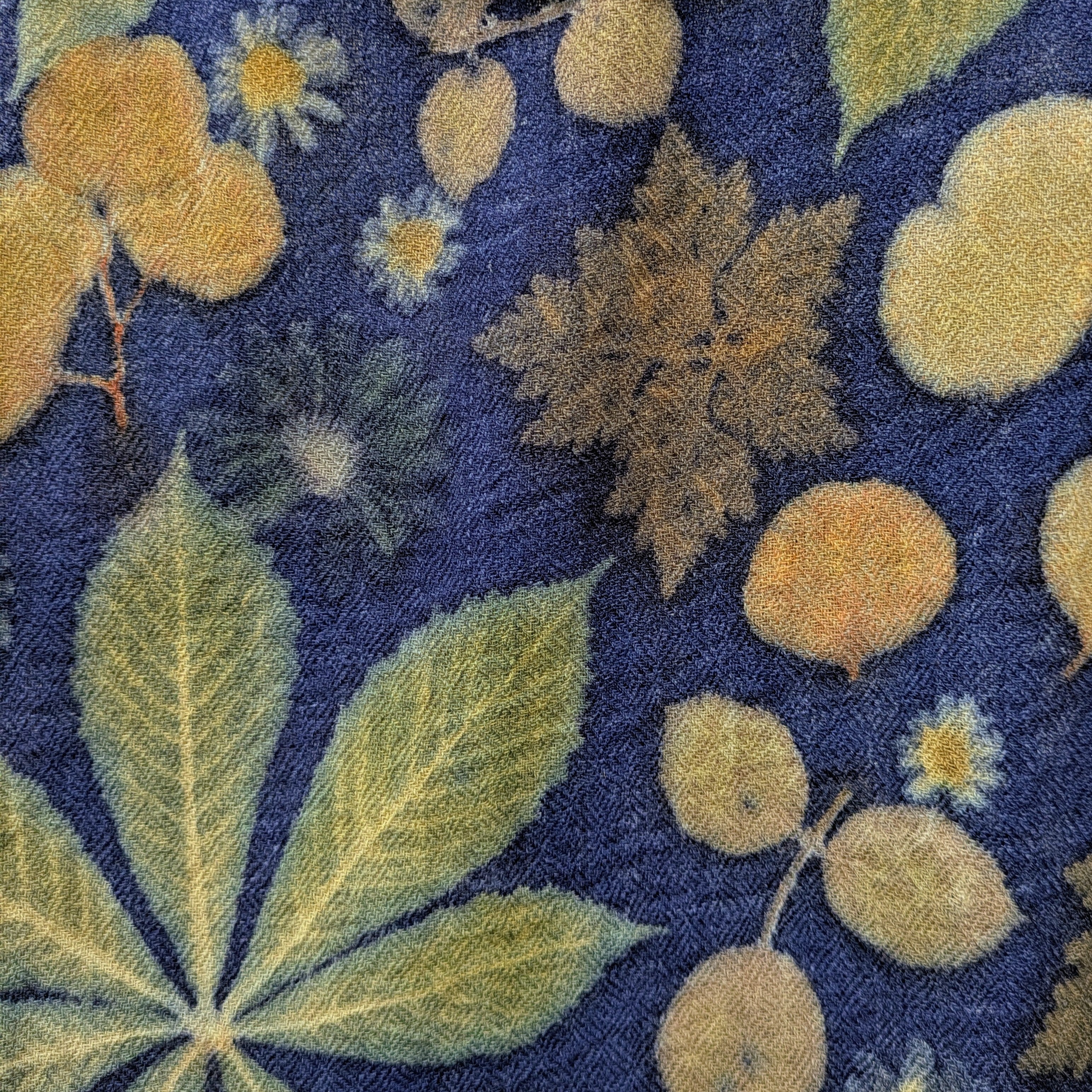 Pure wool botanical contact print scarf