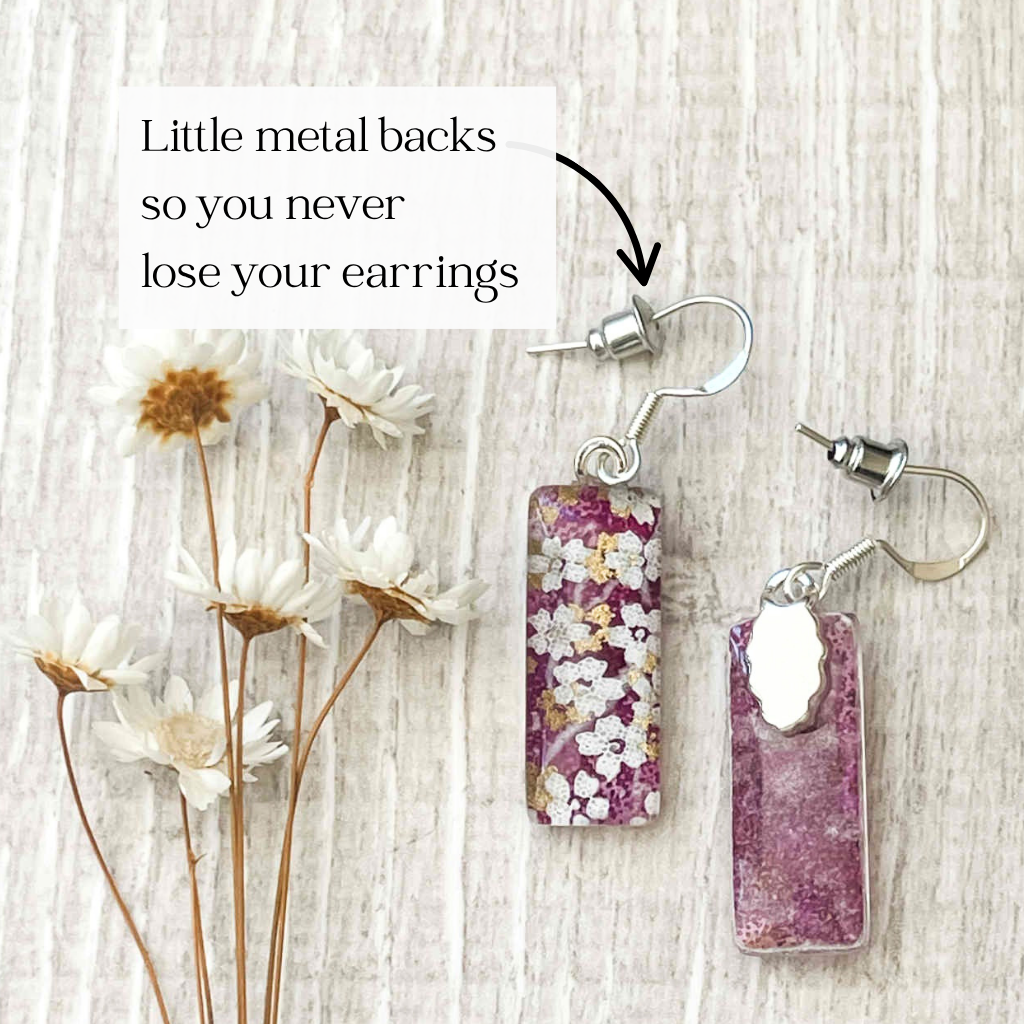 Pink Floral Earrings • Glow in these Handmade Earrings • One of A Kind