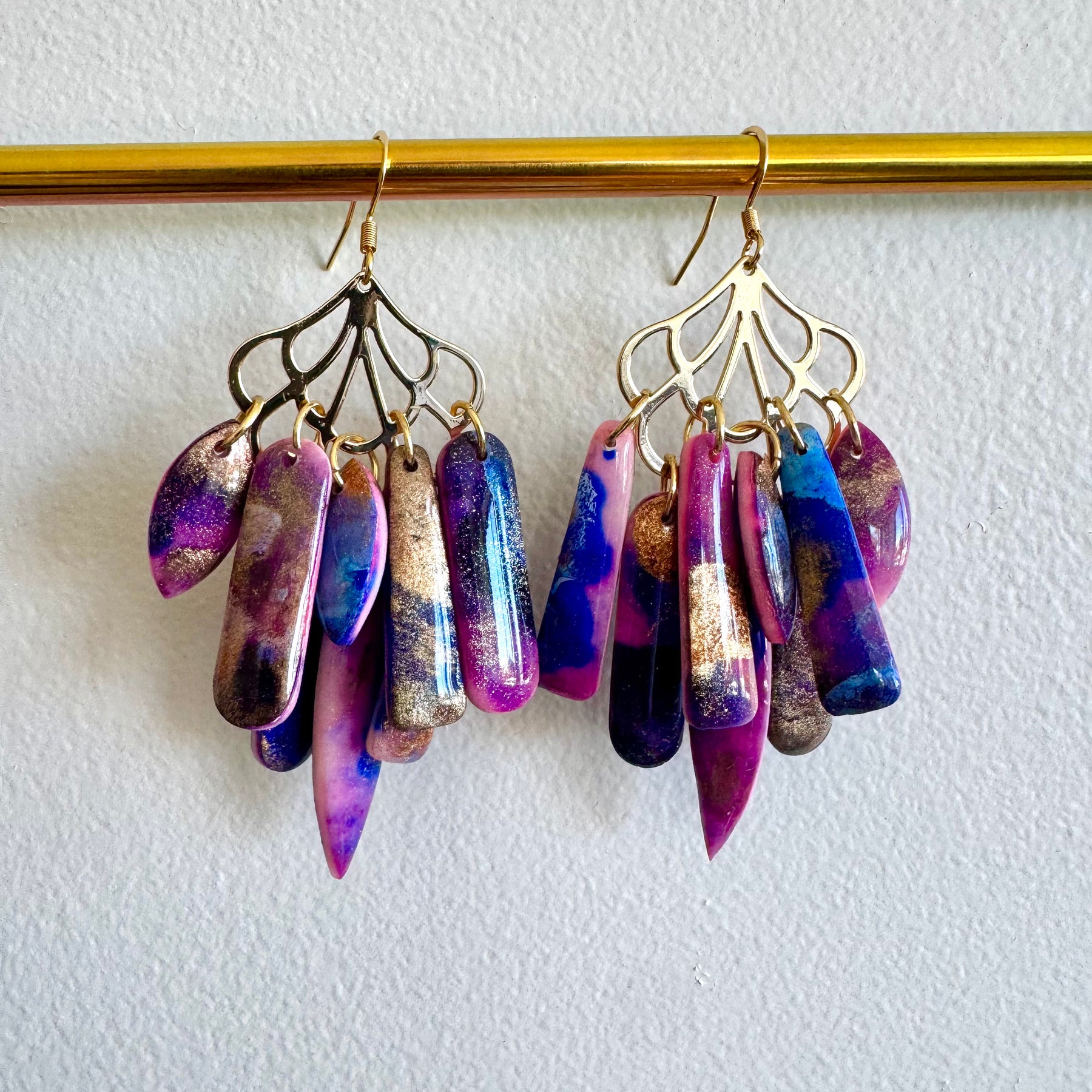 Peacock polymer clay earrings