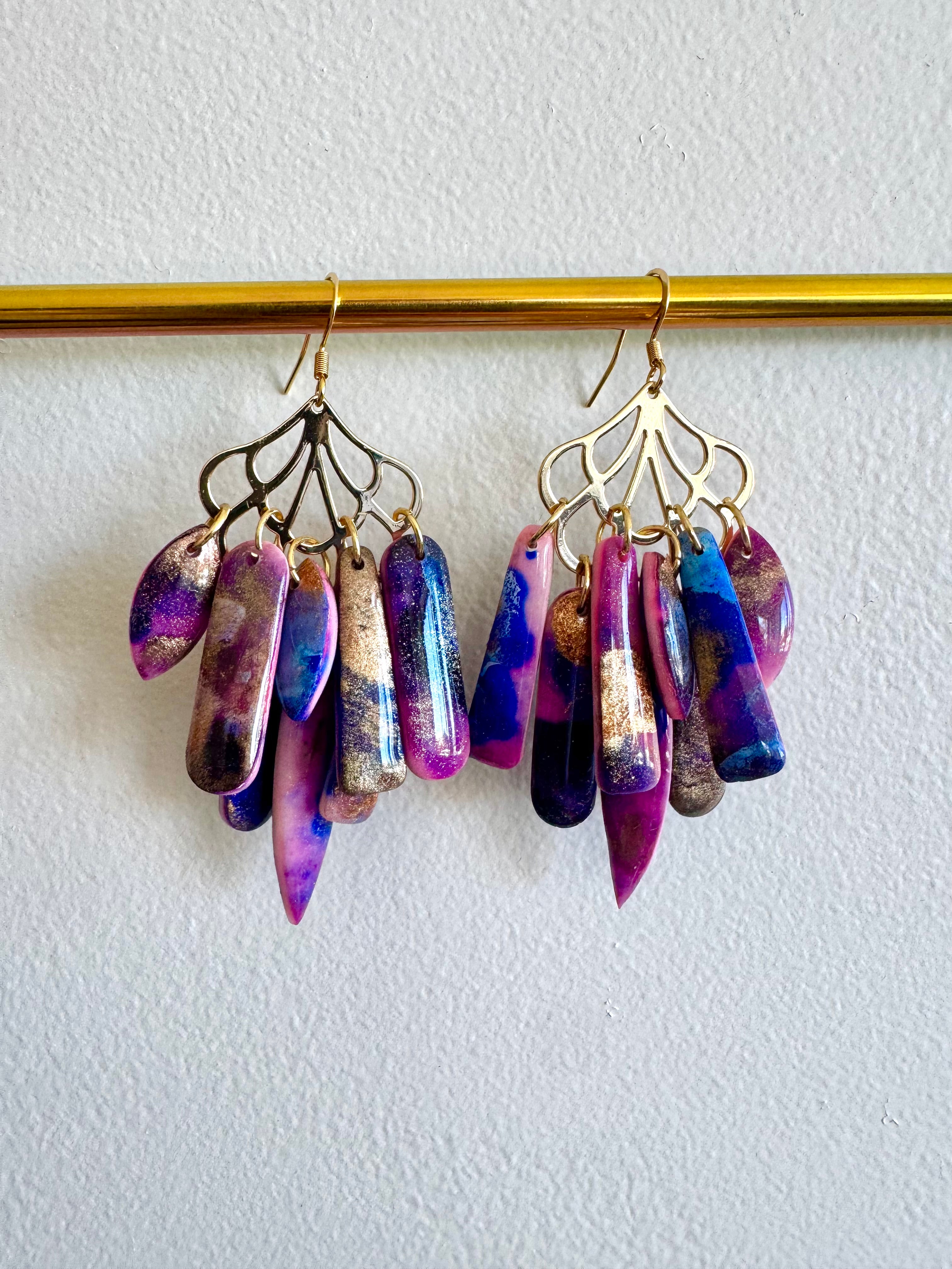 Peacock polymer clay earrings