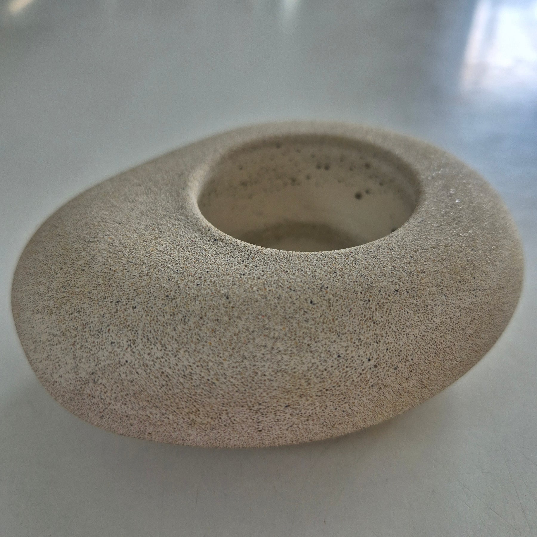 Large eco-stone pebble shaped tealight candle holder