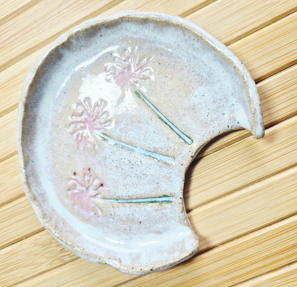 Pink Daisy Pottery Spoon Rest