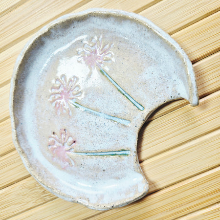 Pink Daisy Pottery Spoon Rest