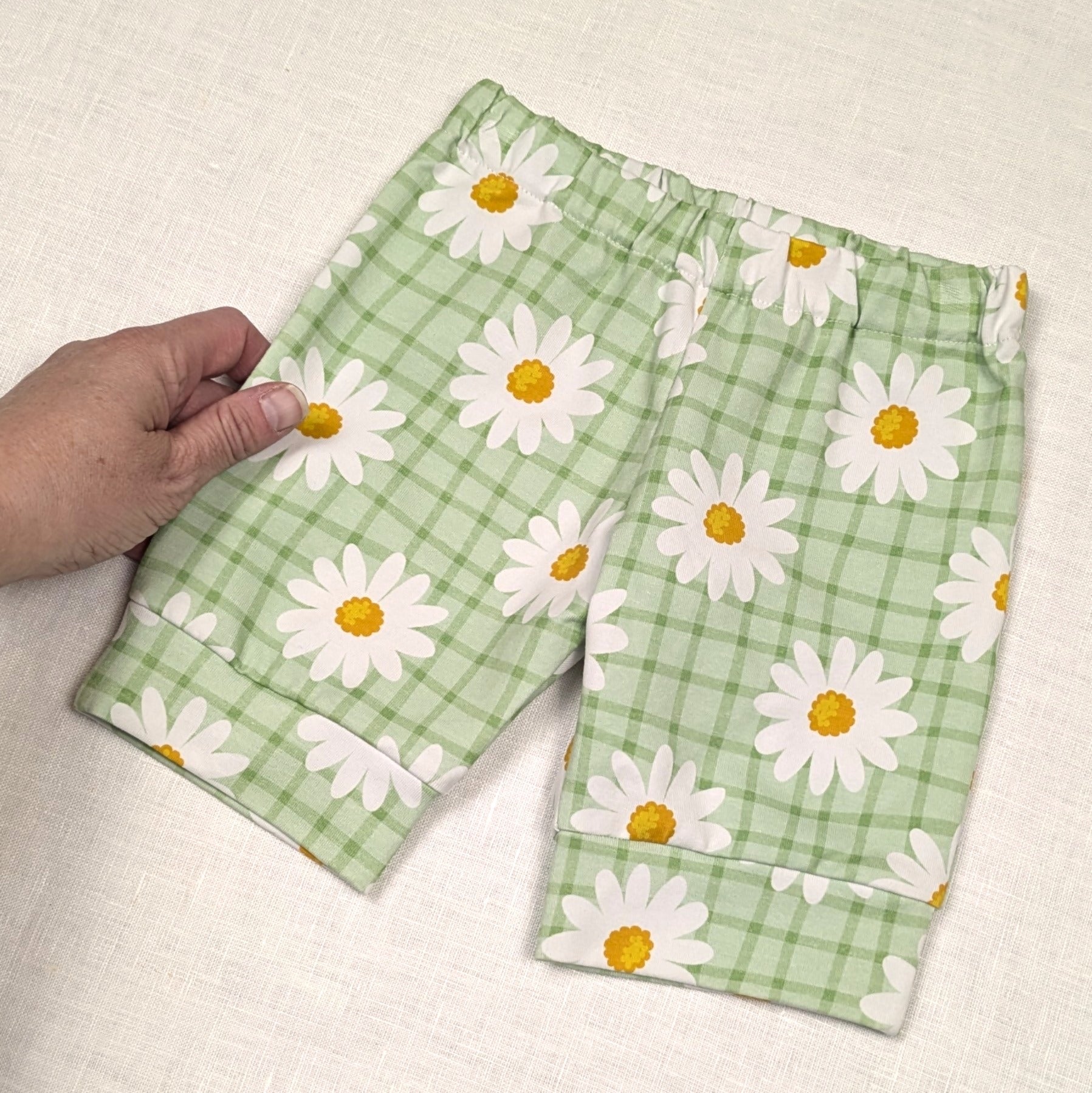 Handmade Shorts for active kids | Green Daisy Collection | size 1