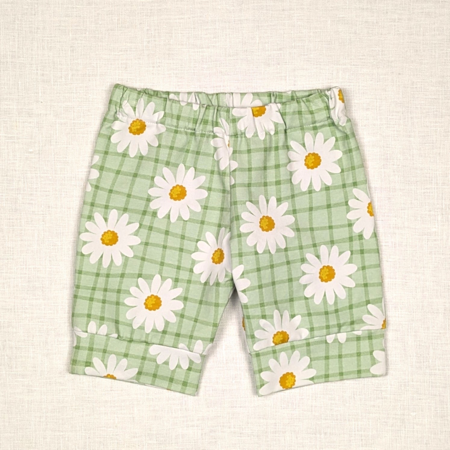 Handmade Shorts for active kids | Green Daisy Collection | size 1