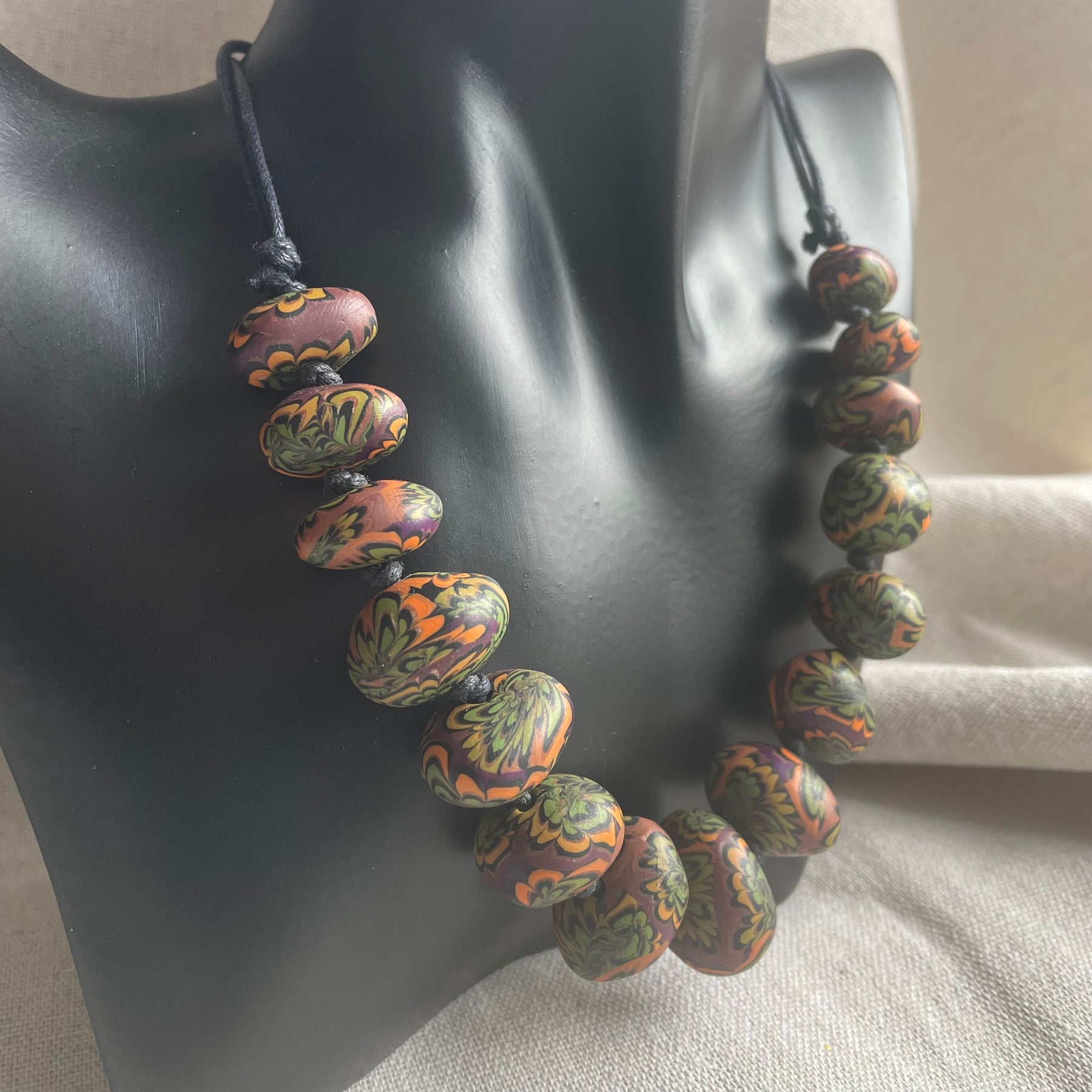 Polymer Clay Beaded Necklace - Pebbles