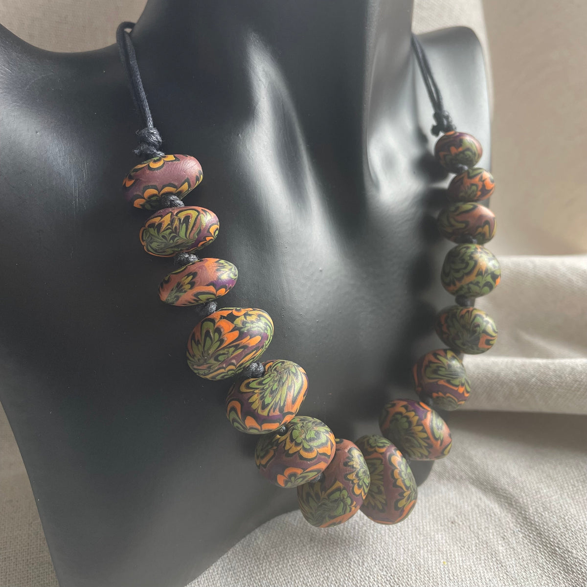 Polymer Clay Beaded Necklace - Pebbles