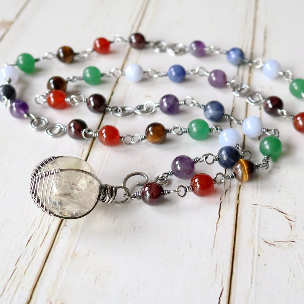 RESERVED ~ Long Chakra Necklace ~ Handcrafted with Australian Made Sterling Silver