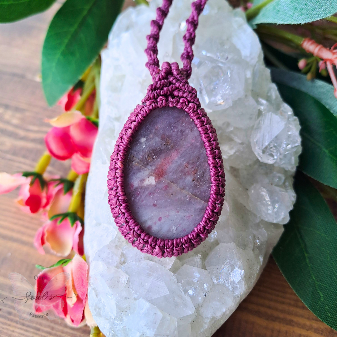 Pink Tourmaline Micro Macramé Necklace