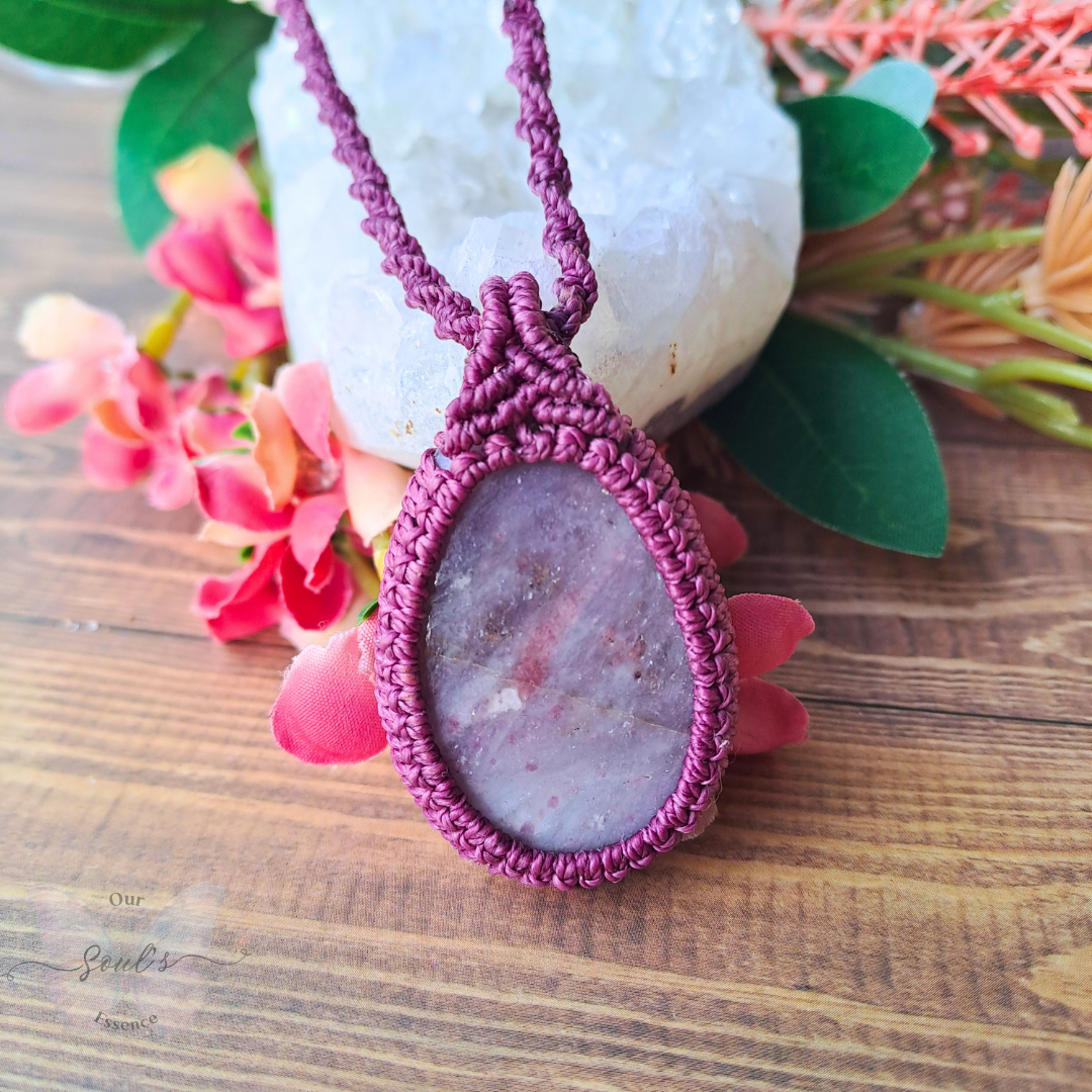 Pink Tourmaline Micro Macramé Necklace