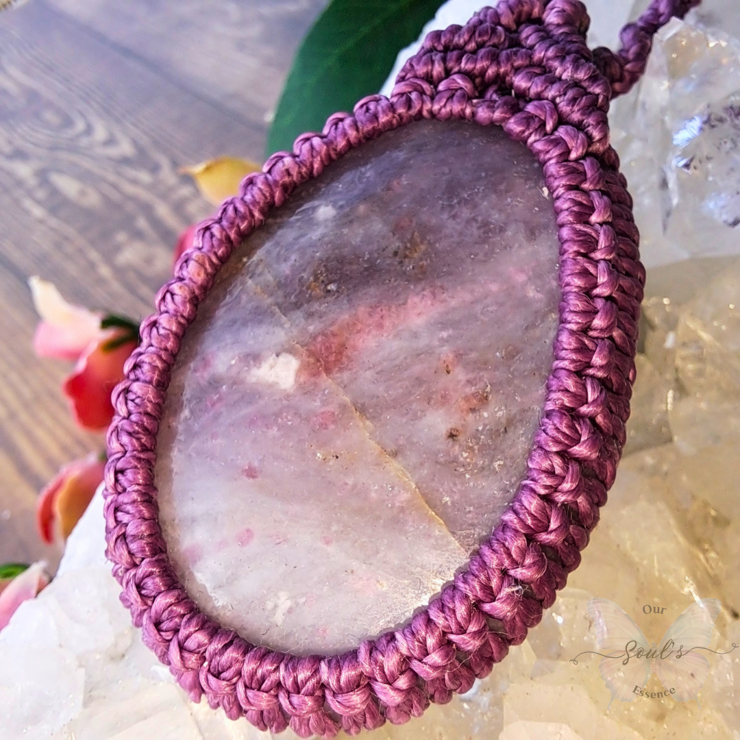 Pink Tourmaline Micro Macramé Necklace