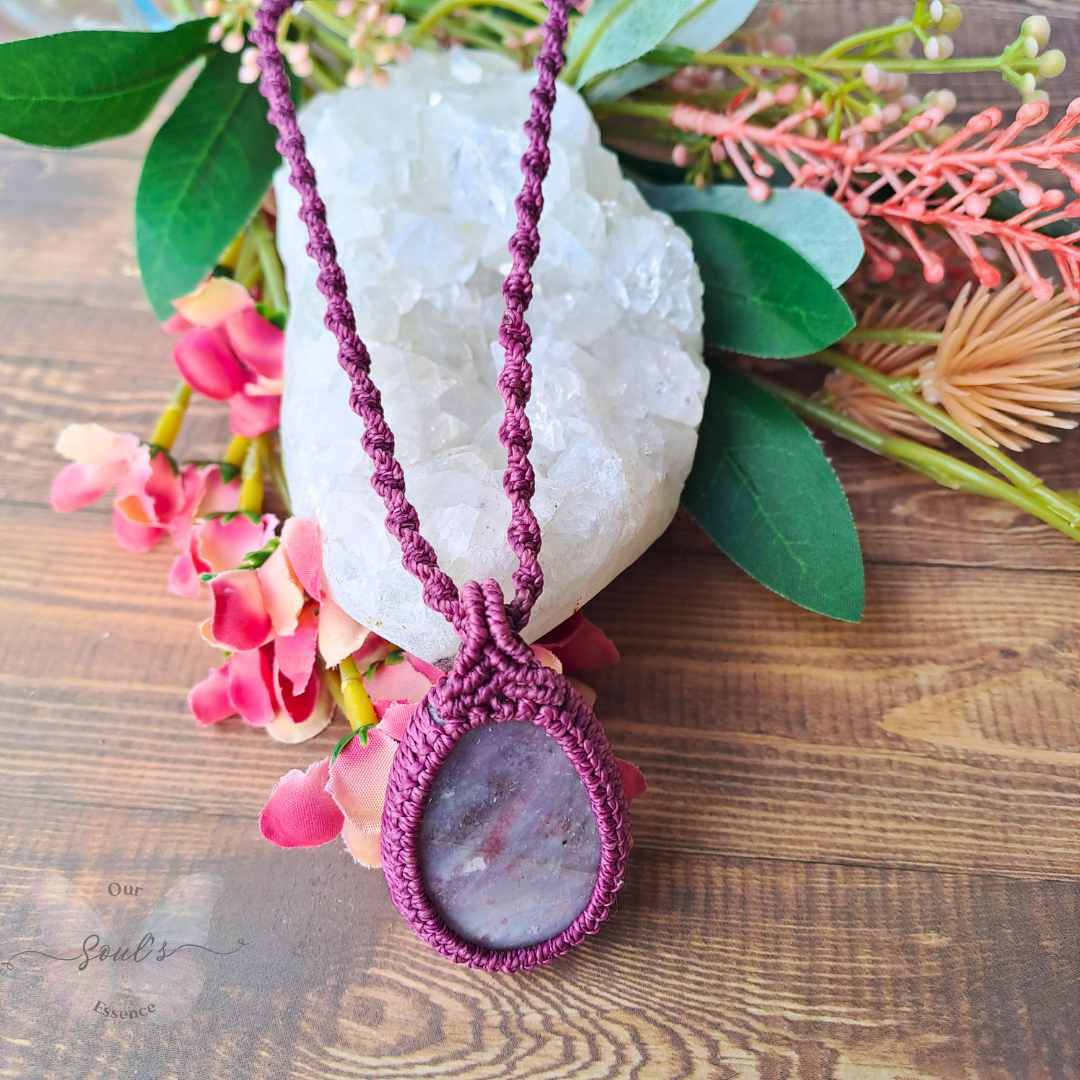 Pink Tourmaline Micro Macramé Necklace