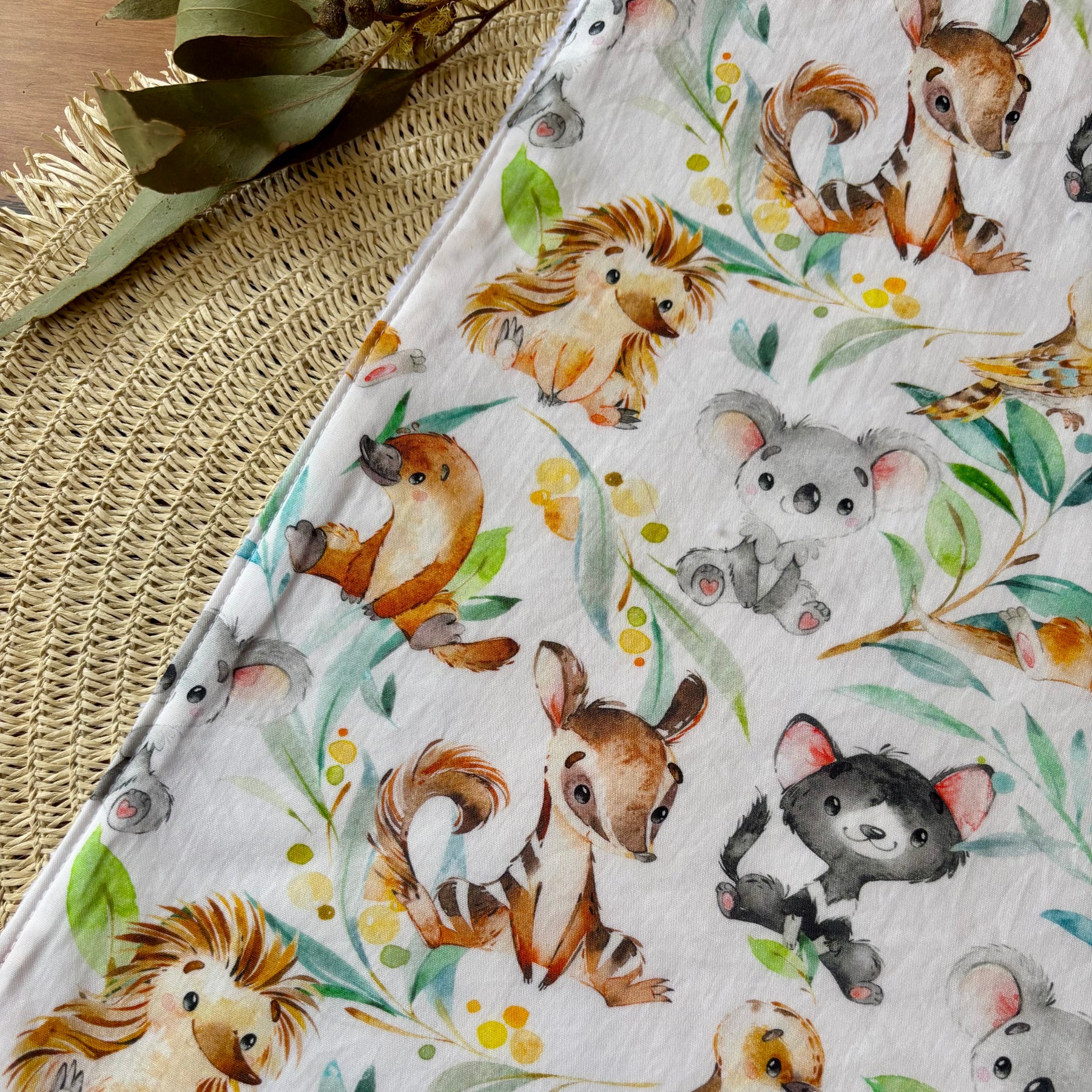 Baby Bib and Burp Cloth Set | Happy Aussie Animals | Made to Order