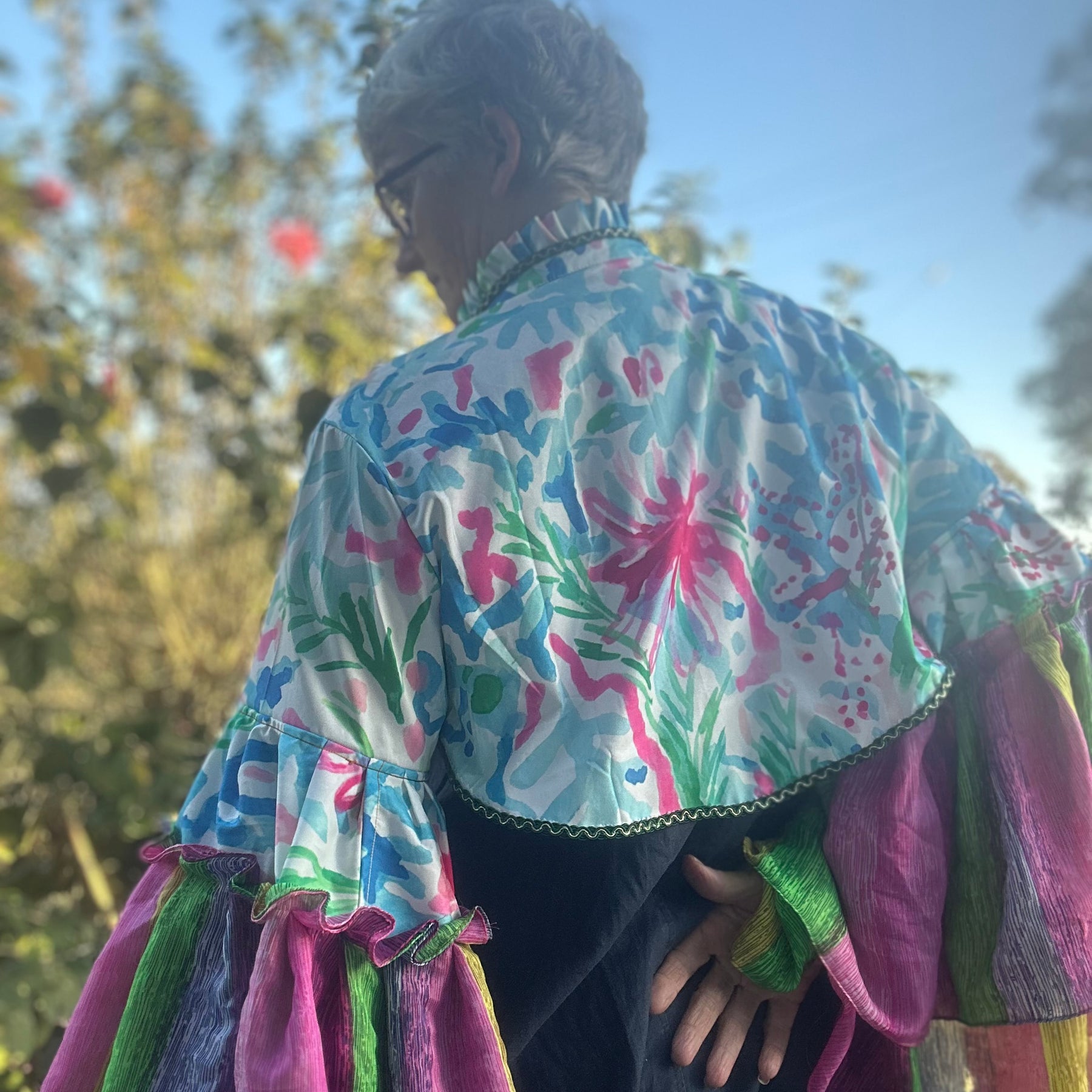 Upcycled Colourful Bolero Topper Full Sleeves