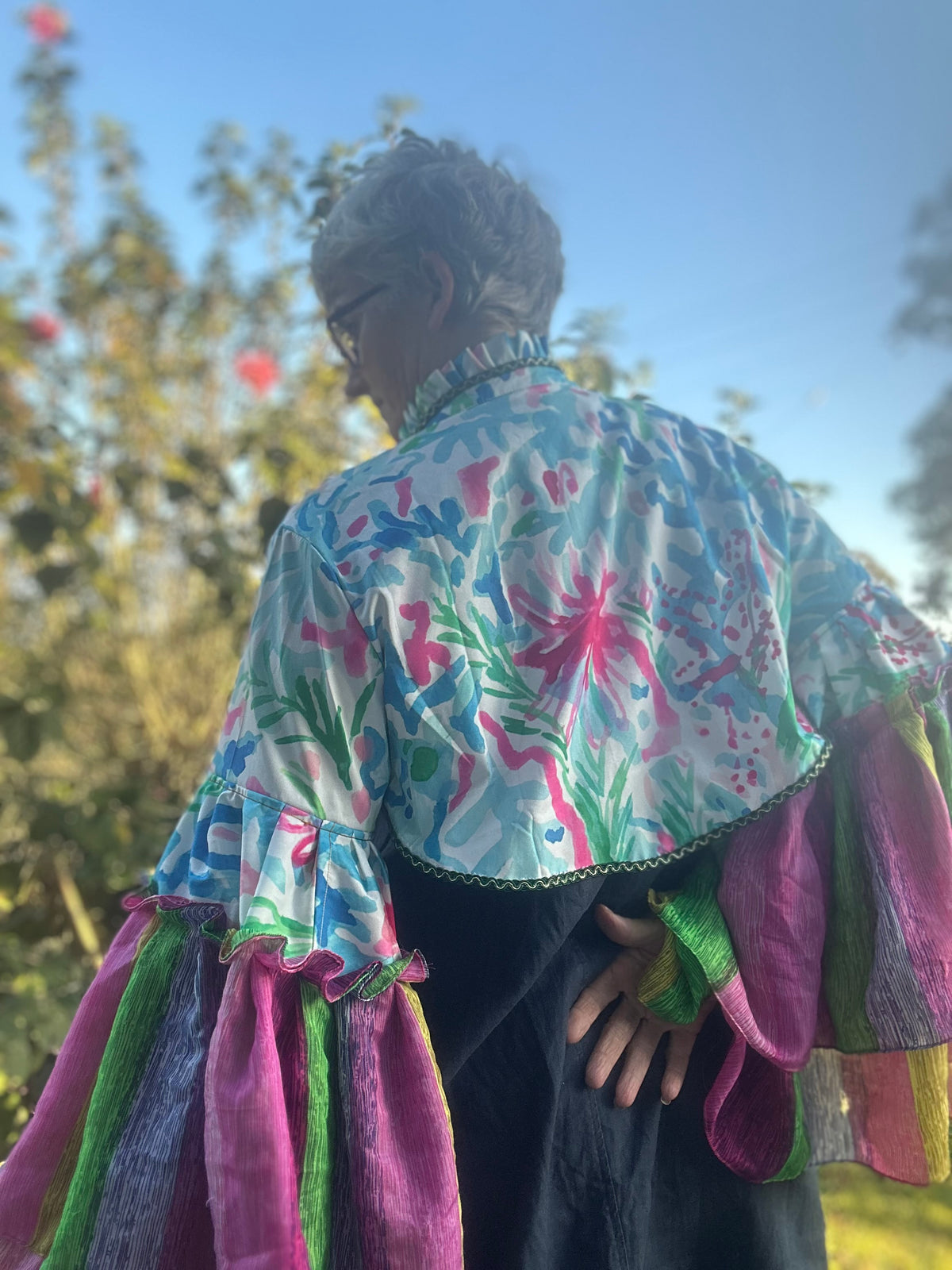 Upcycled Colourful Bolero Topper Full Sleeves