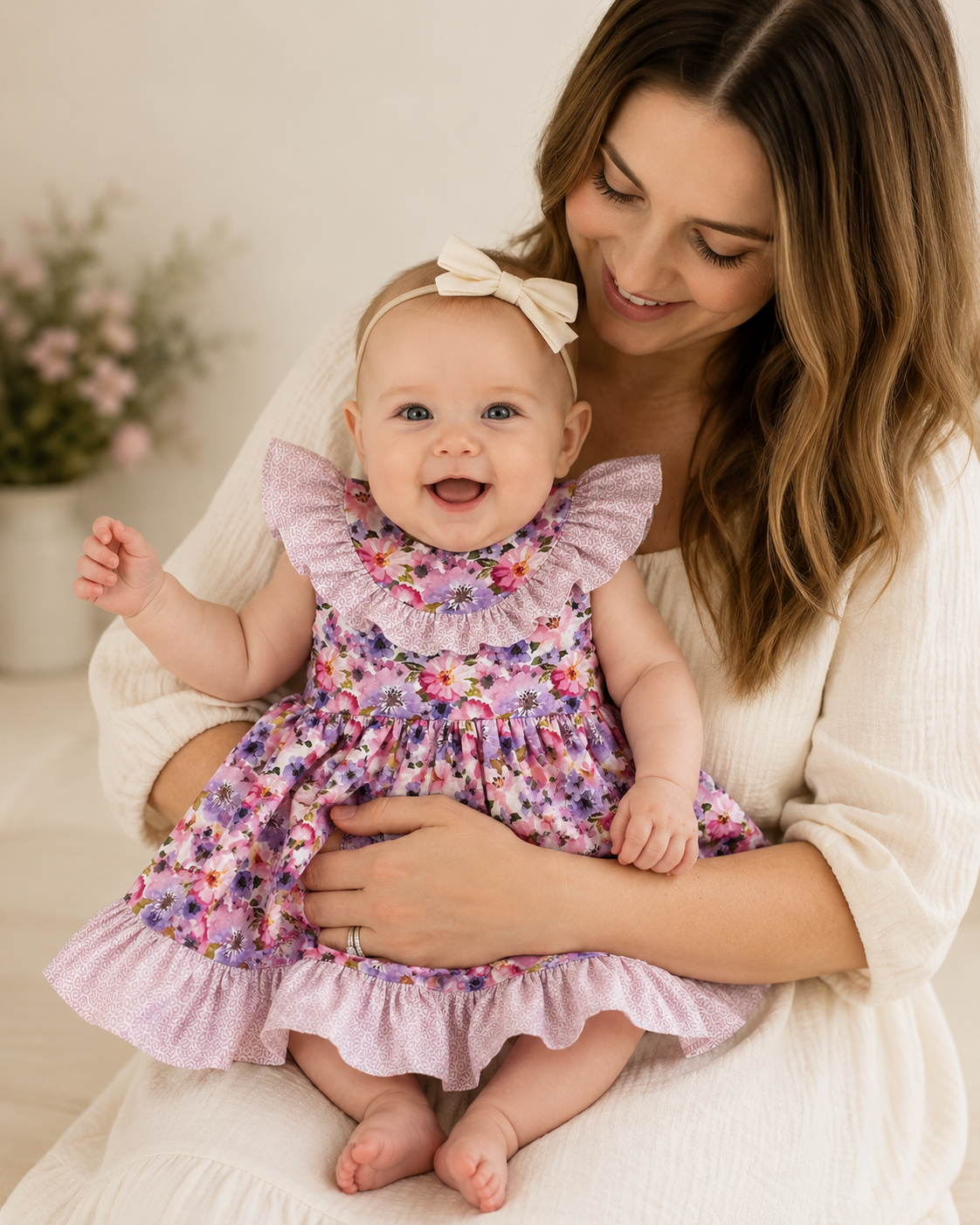 Mauve Watercolour Flowers Acacia Dress (SIZES 000 & 0)
