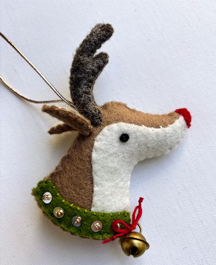 Felt Embroidery Ornament - Reindeer