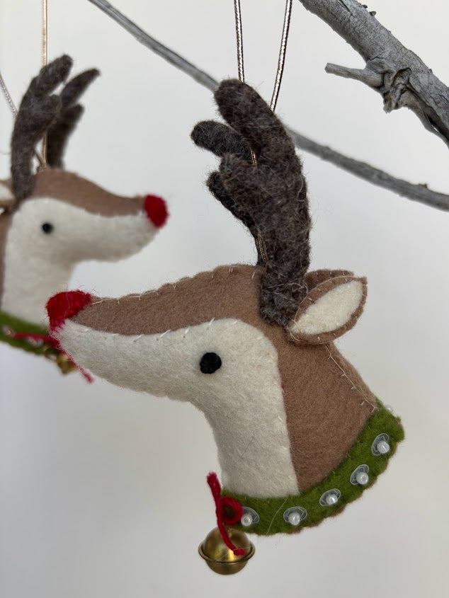 Felt Embroidery Ornament - Reindeer