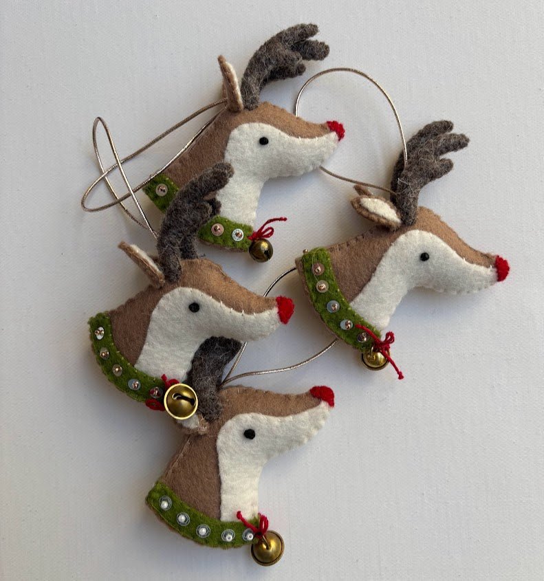 Felt Embroidery Ornament - Reindeer