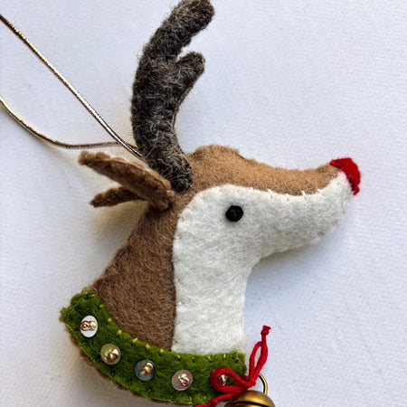 Felt Embroidery Ornament - Reindeer