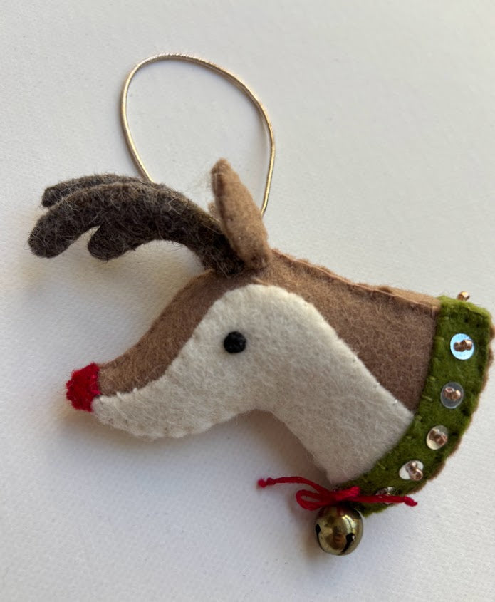 Felt Embroidery Ornament - Reindeer