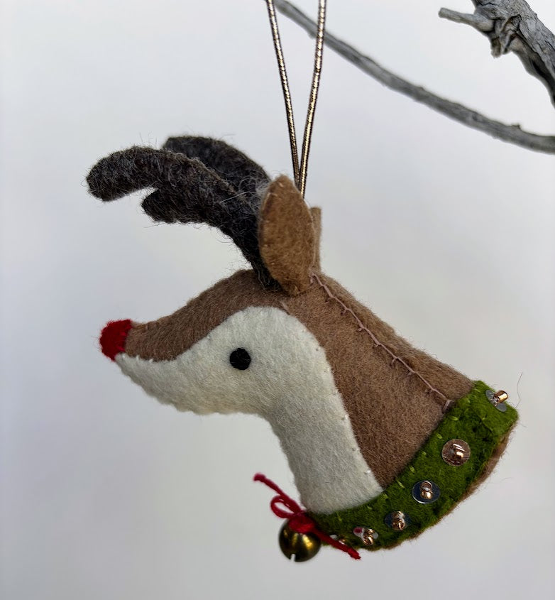 Felt Embroidery Ornament - Reindeer