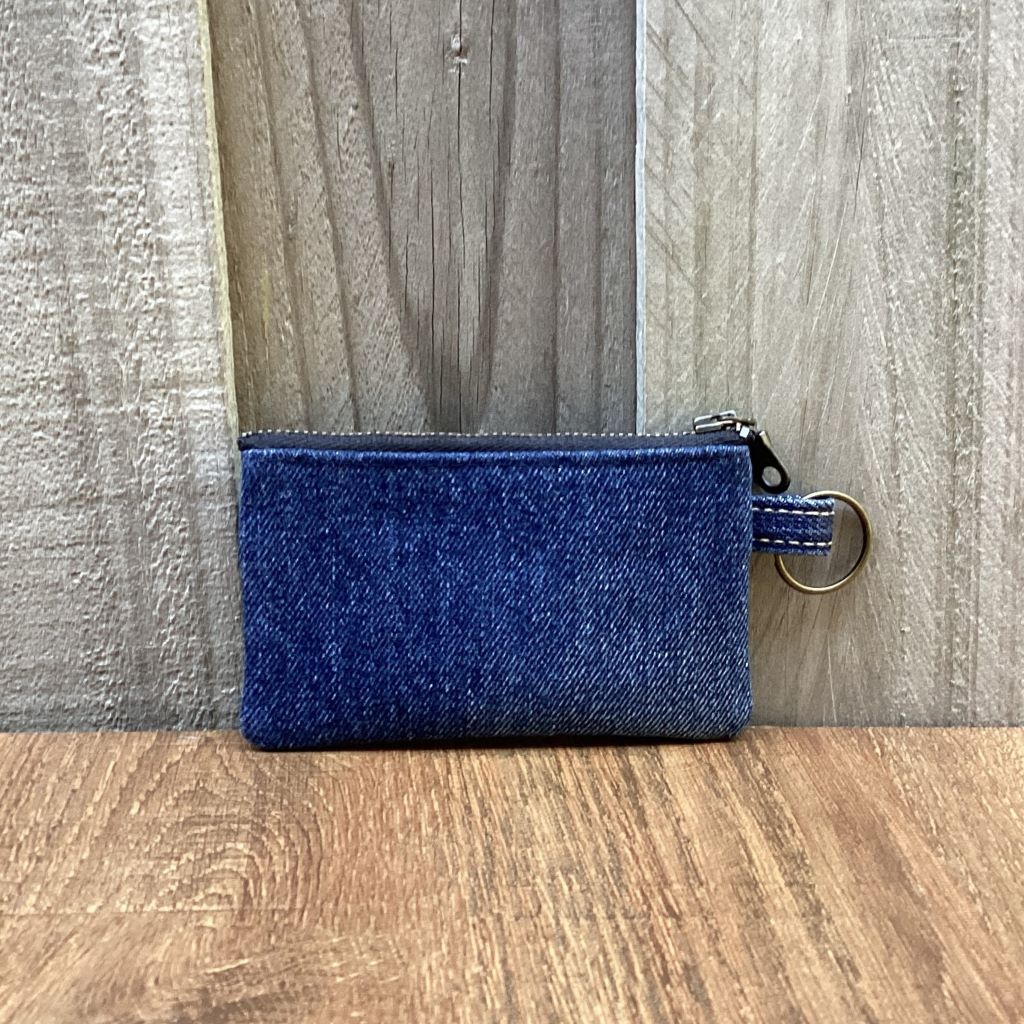 Small Keyring Pouch - Blue Upcycled Denim