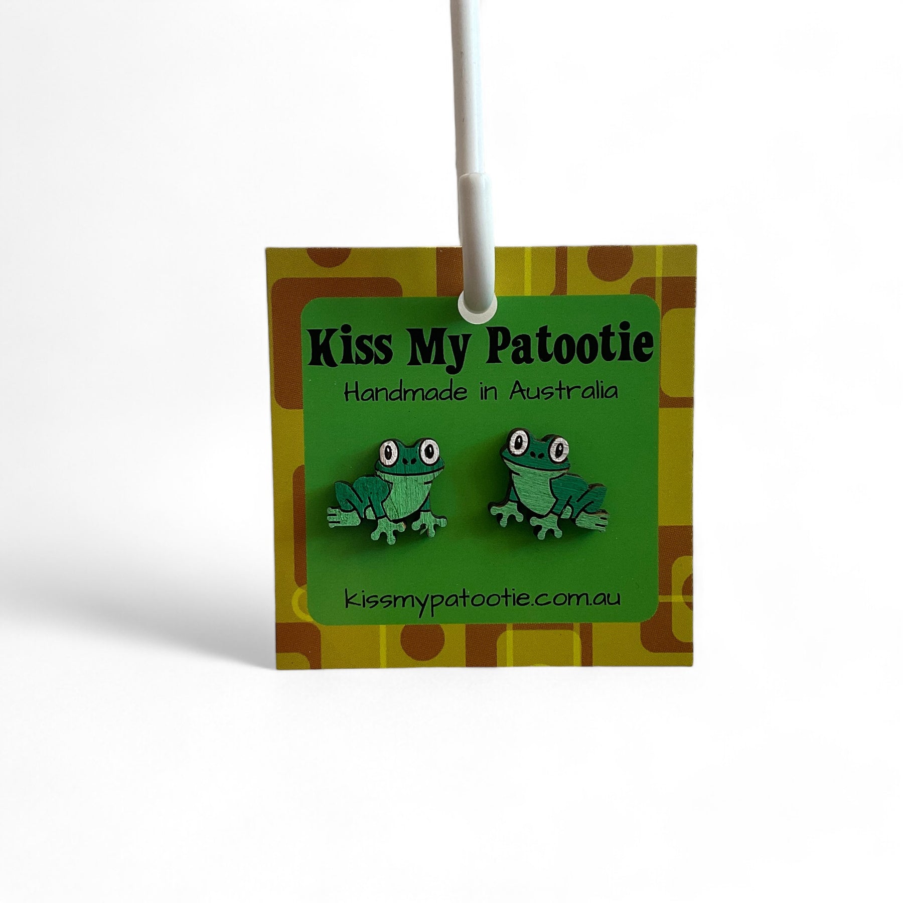 Australian animal studs - Tree frog - hand painted, wooden