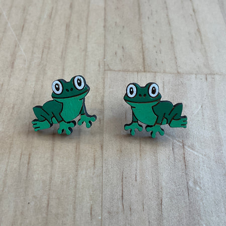 Australian animal studs - Tree frog - hand painted, wooden